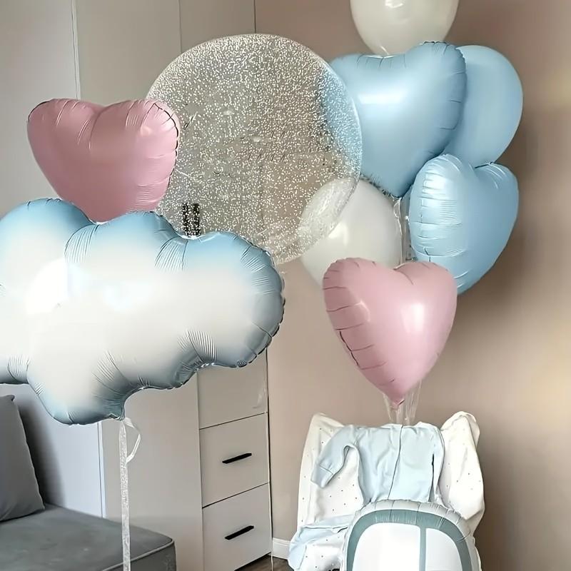 10 pink and blue colored heart-shaped aluminum foil balloons, measuring 45.72 centimeters - perfect for birthdays, baptisms, baby showers, anniversaries, housewarming, proposals, weddings, and bridal parties