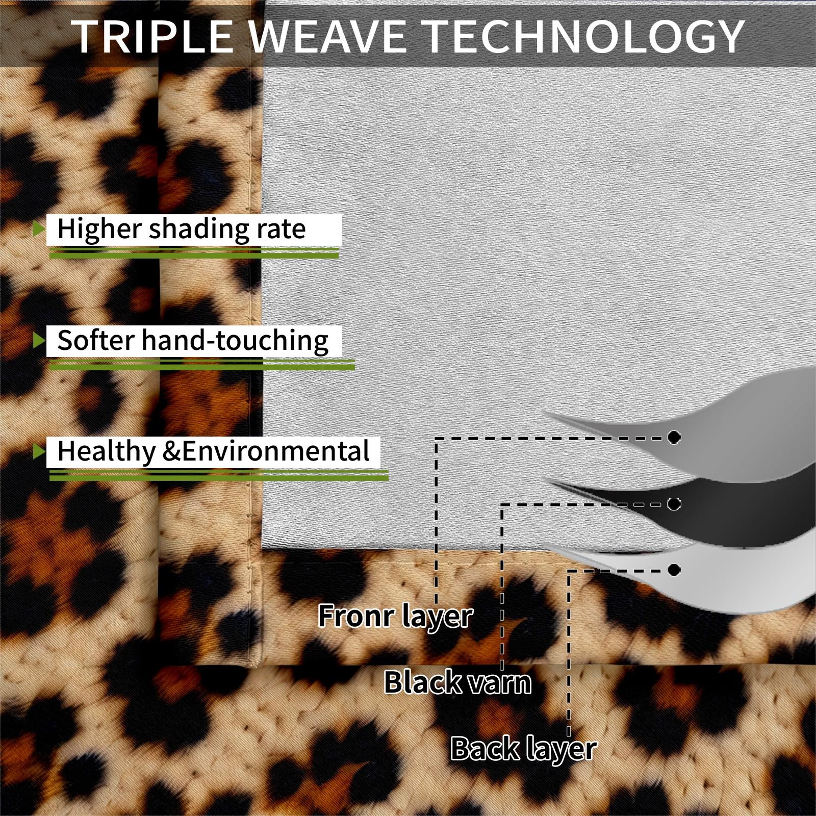 2PCS Classic Leopard Print Boho Chic Blackout Curtains, Luxury Vintage Bohemian Light Blocking Drapes for Bedroom, Living Room, Hotel & Dorm, Easy to Open/Close & Remove, 85% Blackout Rate, Perfect Housewarming Birthday Christmas Gift