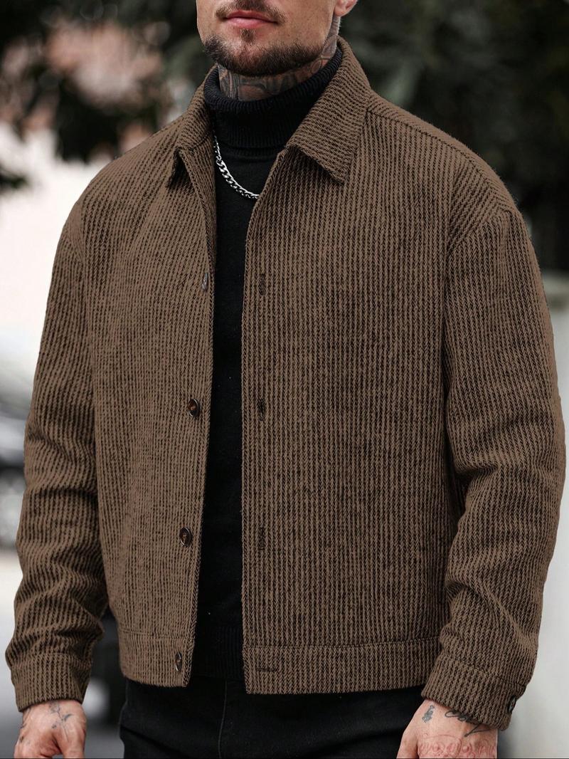 Men's Long Sleeve Loose Fit Woolen Jacket Coat, Casual Jackets, Fashion Casual Design, Suitable for Work or Outdoors, Lightweight Outerwear Men's Long Sleeve Loose Fit Woolen Jacket Coat, Casual Jackets, Fashion Casual Design, Suitable for Work or Outdoors, Lightweight Outerwear