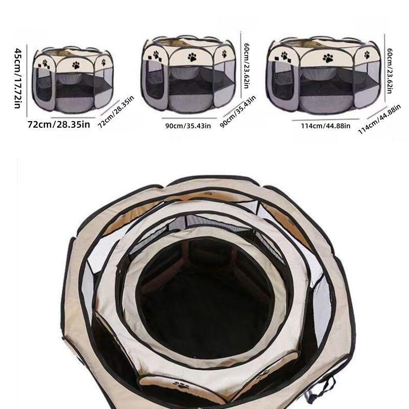 Small Dog Octagonal Fence, Coffee Color Foldable Pet Tent, Portable Outdoor Shelter, Durable Design, Easy Assembly, Perfect for Small Dogs