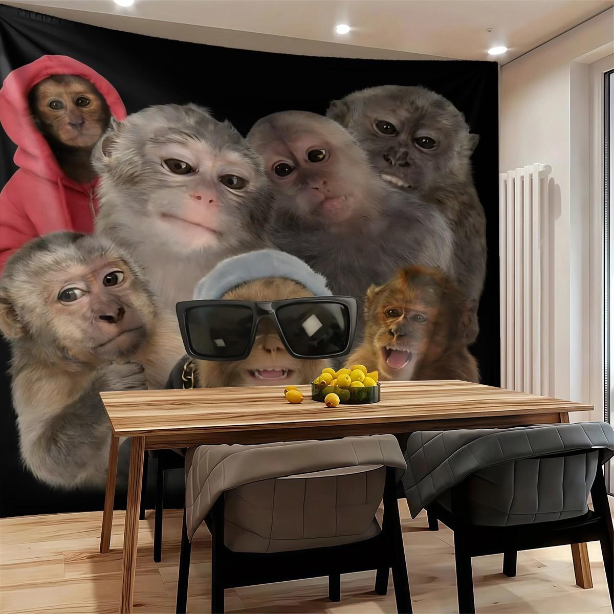 Trending Monkey Tapestry Backdrop, Street-Style Cool Wall Hanging Banners, Indoor/Outdoor Wall Art Tapestries, Wall Decor, Fun Banners and Posters for Dorm Rooms and Bedrooms
