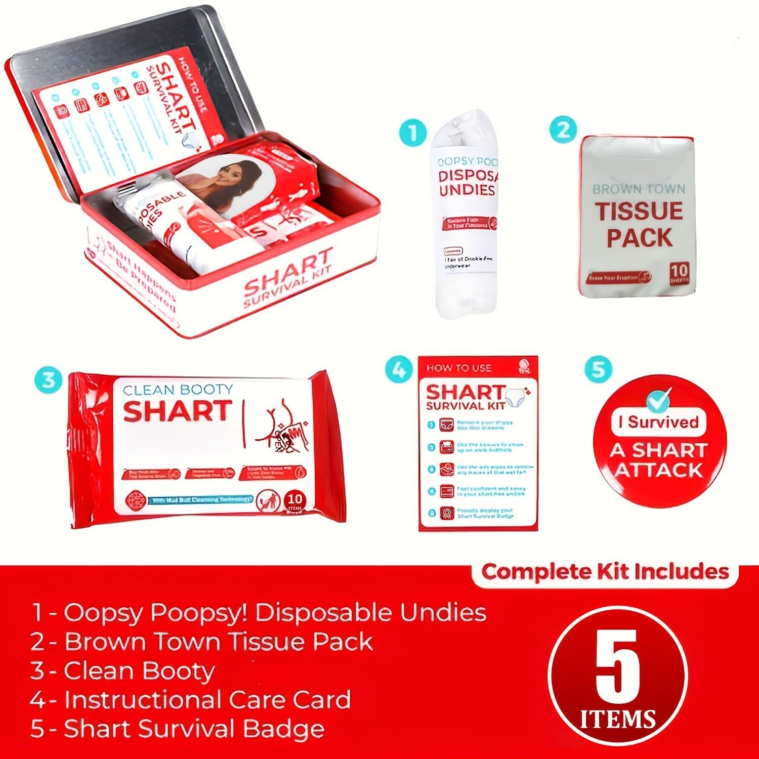 Ultimate Prank Gift Set with Tissue, Disposable Underwear & Fun Badges - White Elephant Party Favors for Friends, Gag Gifts, and Pranksters, Funny Prank Gifts, Playful Design, Humorous Design, Novelty Items, Prank Lovers