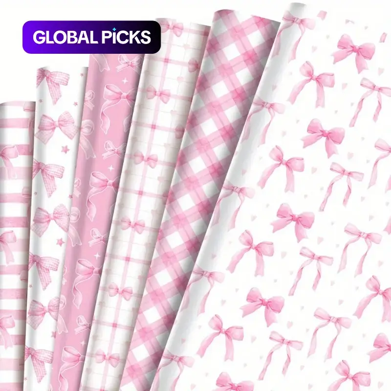 12 Sheets Pink Bow Gift Wrap, Premium Christmas Cute Wrapping Paper with Classic Bow Pattern, Thick & Soft Aesthetic Paper for Wedding, Birthday, Valentine‘s Day, Mother’s Day Party Decor, Gift Box Packaging, Gift Wrapping Supplies #GLOBAL PICKS