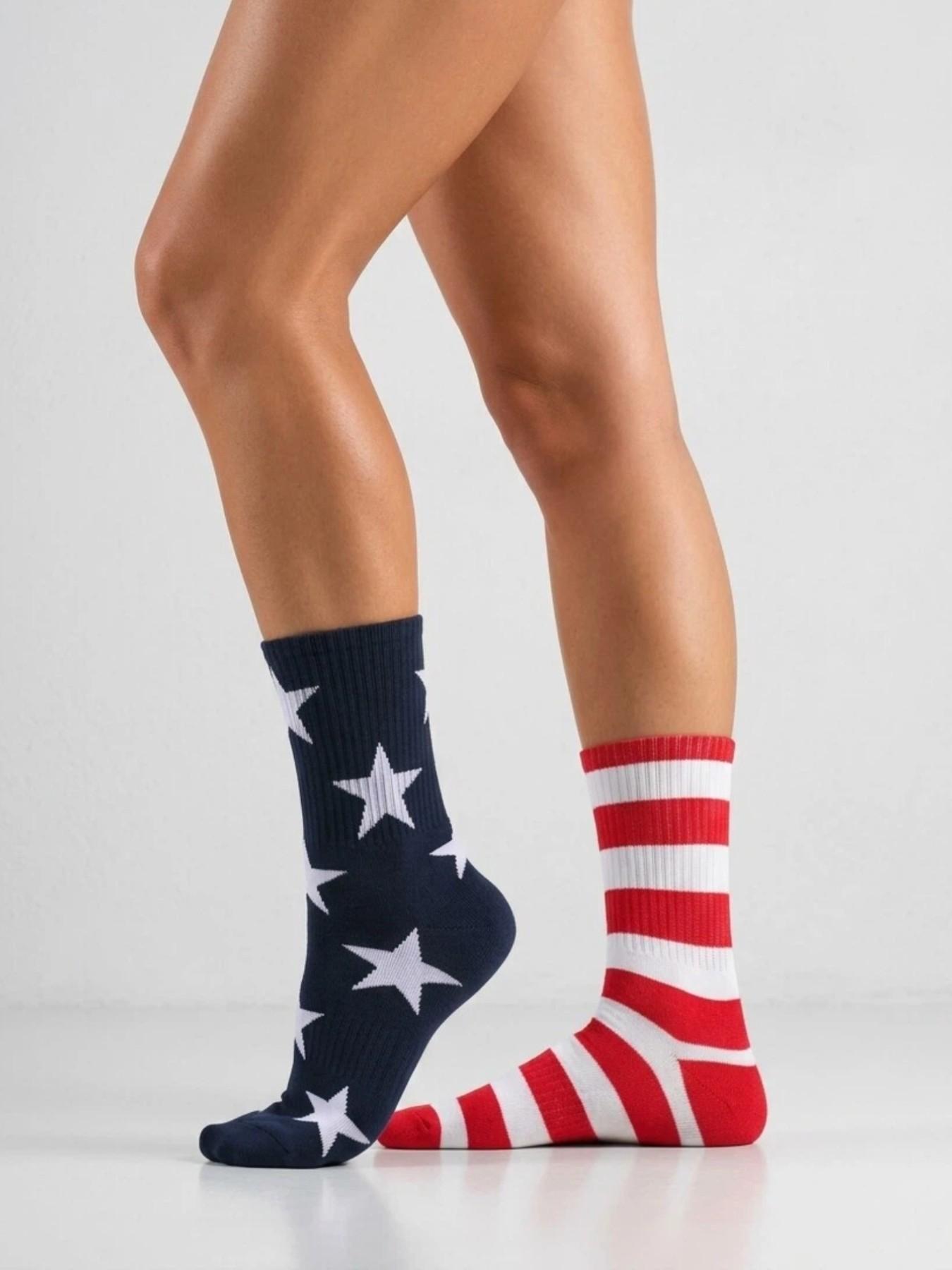 1 Pair of Fun Men's Socks, Creative U.S. Independence Day Knit Socks, Women's Socks, Crazy Fun Socks