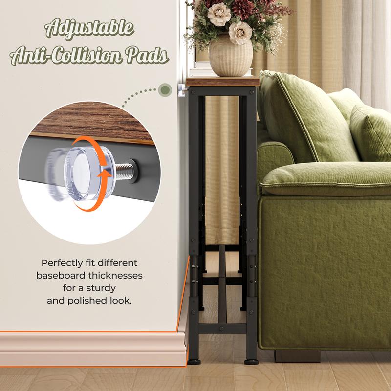 SUPERJARE Long Couch Table with Outlet, Sofa Table with Charging Station, Narrow Hallway Entryway Table, Behind Couch Table, for Living Room