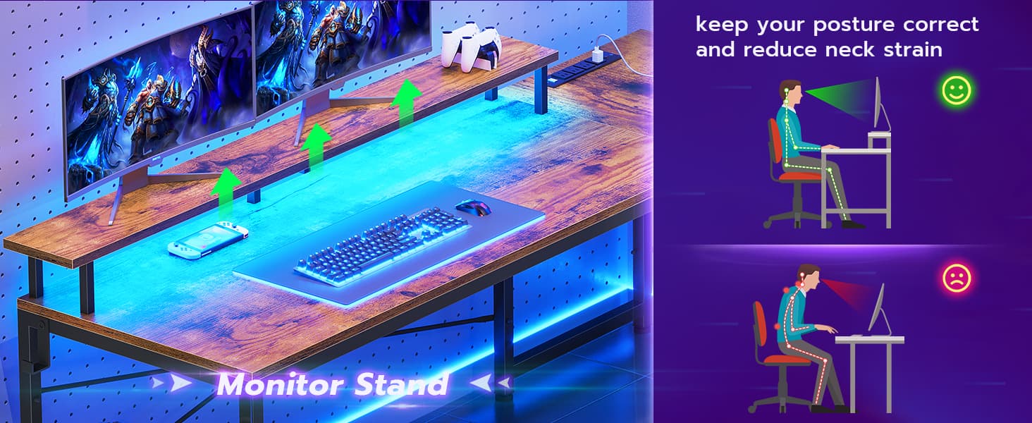SEDETA 51-inch Corner Computer Desk with LED Lights, Storage Shelves,) Game Table Office Furniture Modern Design Keyboard Mouse Customizable SEDETA 51-inch Corner Computer Desk with LED Lights, Storage Shelves,) Game Table Office Furniture Modern Design Keyboard Mouse Customizable
