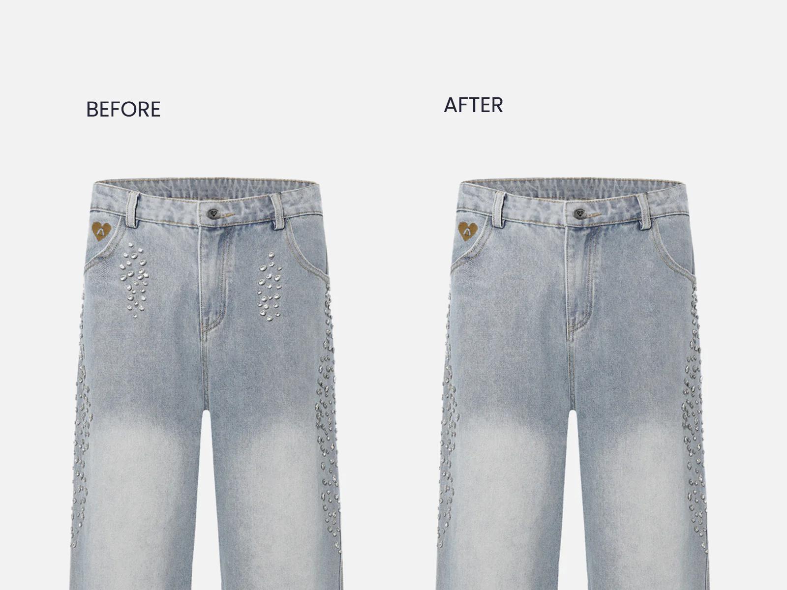 Aelfric Eden Rhinestone Application Loose Jeans Casual Soft Denim Baaggy Jeans Wide Leg Streetwear Trendy Bottoms Super Baaggy Jeans