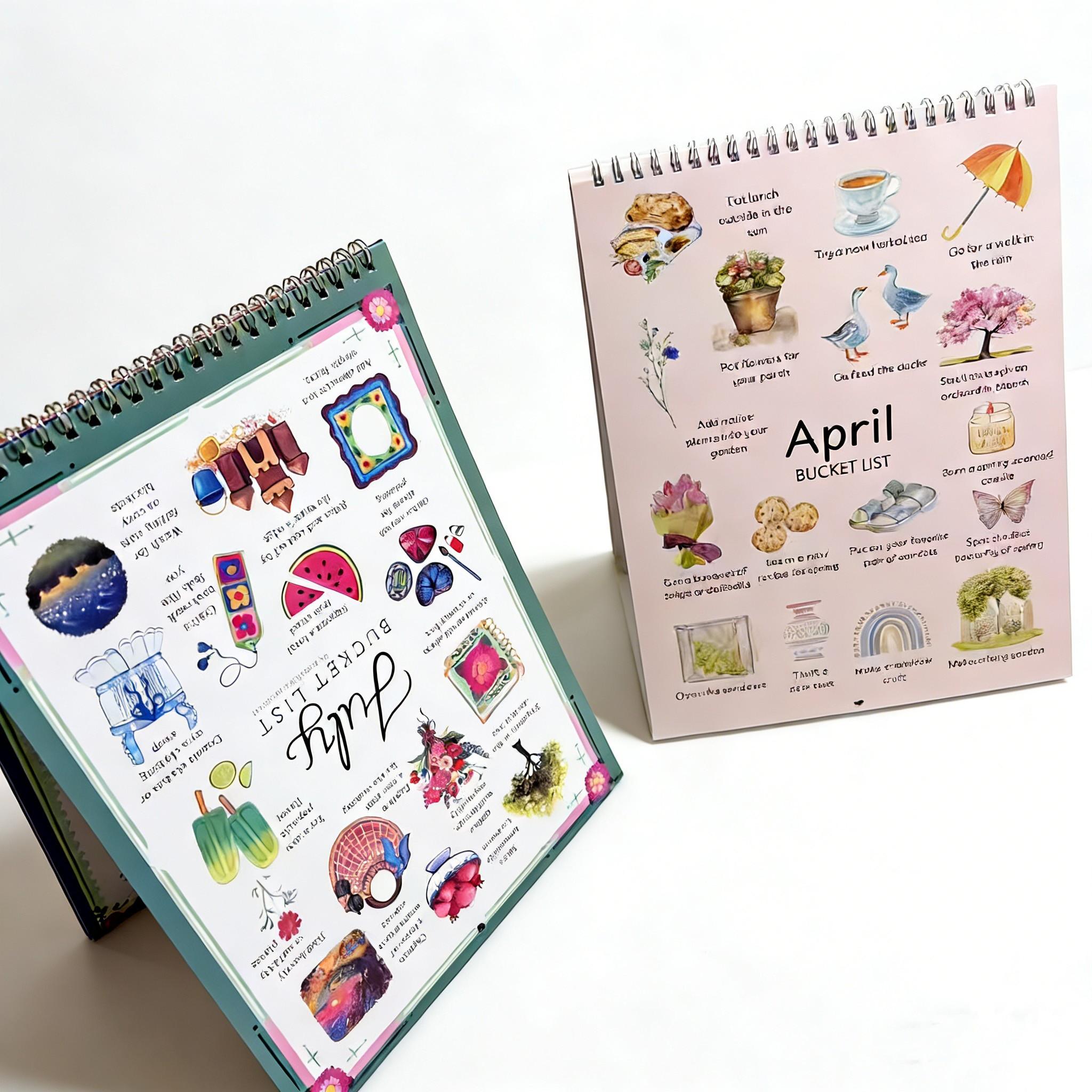 2026 Life Wish List Calendar, Enjoy Your Life Checklist Calendar, Daily Planner for Goals & Dreams, Perfect Gift for New Year, Doodle Typography Calendar