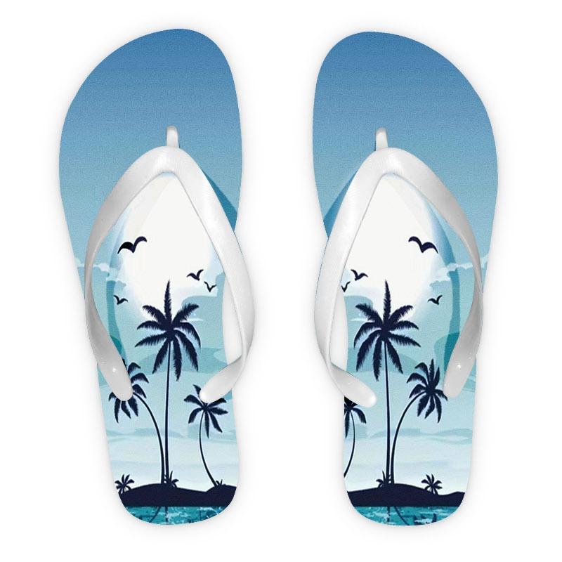 Women'S Flip Flops, Tropical Style, Multiple Colors & Sizes Available, Comfortable & Lightweight, Perfect for Beach, Vacation & Casual Wear, Stylish Design with Palm Tree & Ocean Elements, Women Shoes