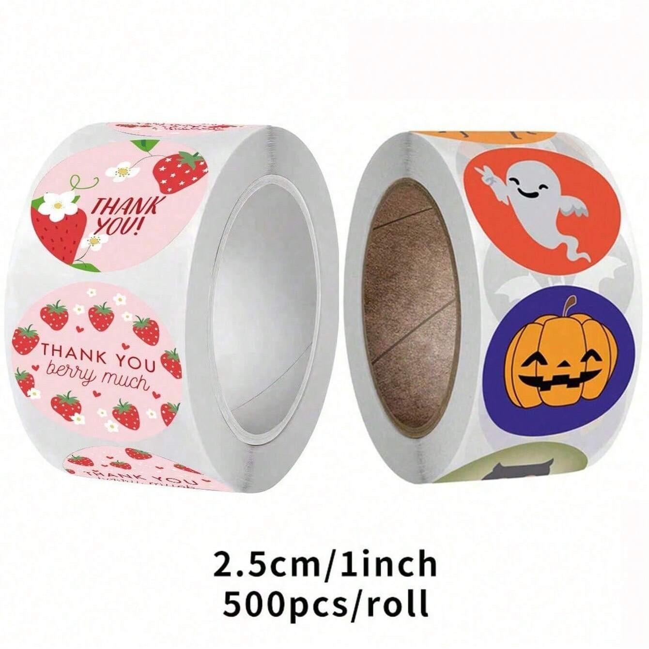 500 Sheets Strawberry Thank You Stickers, Non-Stick Seal Stickers, Fruit Decorative Stickers, Ideal for Birthday Gifts, Party Cakes, Back-To-School Season