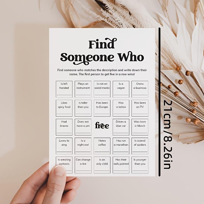 Icebreaker Party Games, Conversation Starter Bingo, Team Building Activities, Interactive Party Games, Group Gathering Fun