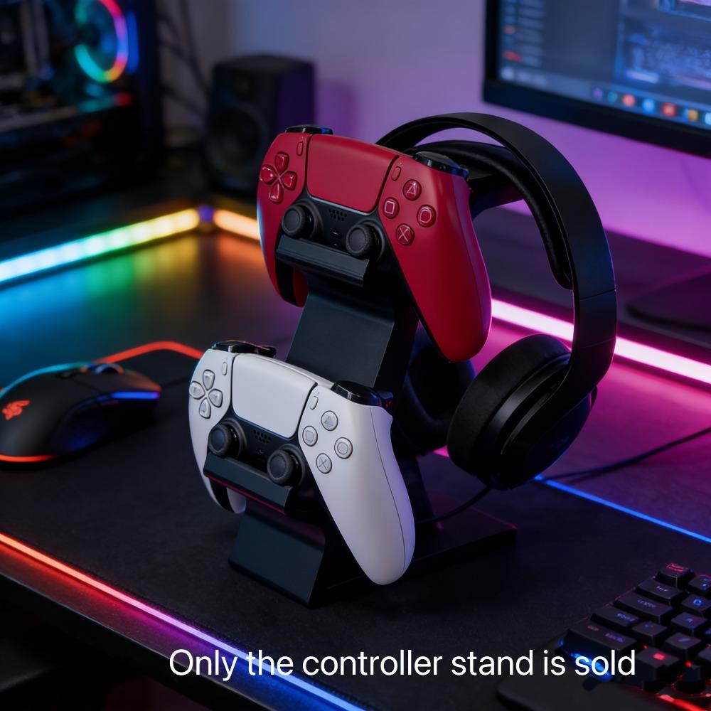 PS5, Xbox controller bracket & earphone holder, gamepad + earphone storage bracket, gamepad storage, durable plastic, space-saving, simple white and black, high-quality plastic.