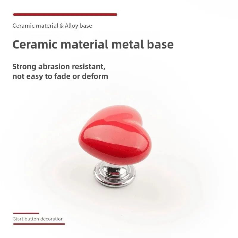 Car One-Button Start Button with Joystick, Interchangeable Knob, Engine Start/stop Lever, Full Metal Ball Cover, Decorative Accessories, Heart Shape