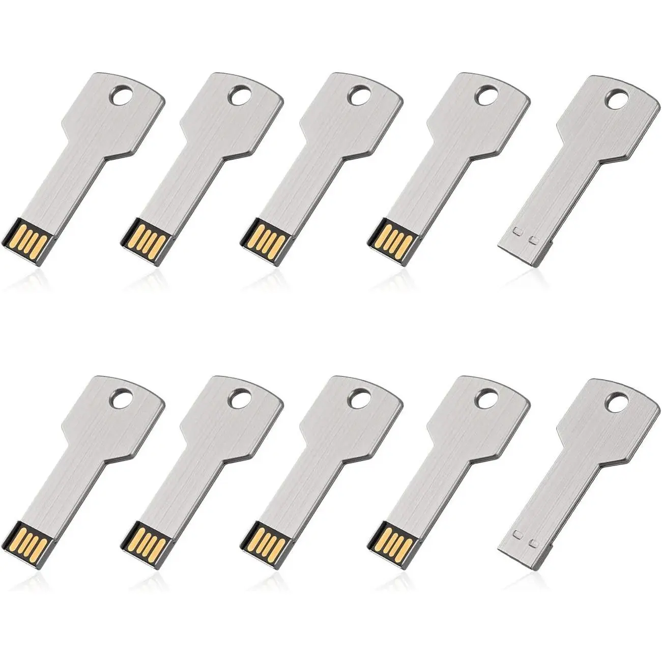 10 Pack 2GB USB Flash Drive USB 2.0 Metal Key Shape Memory Stick Thumb Drive Pen Drive-