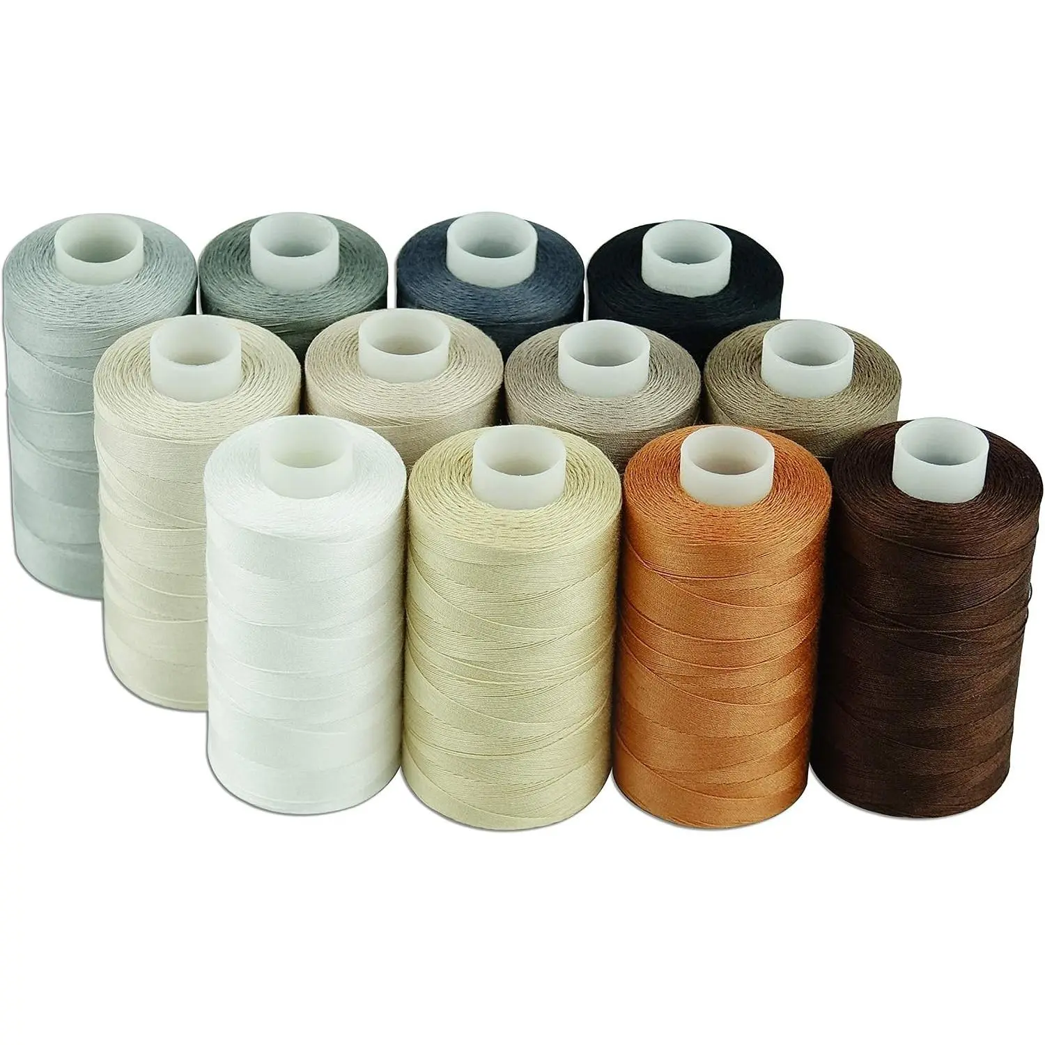 12 Multi Colors All Purposes Cotton Quilting Thread 50s/3 Thread for Piecing Sewing etc - 550 Yards Each (Neutral Colors)