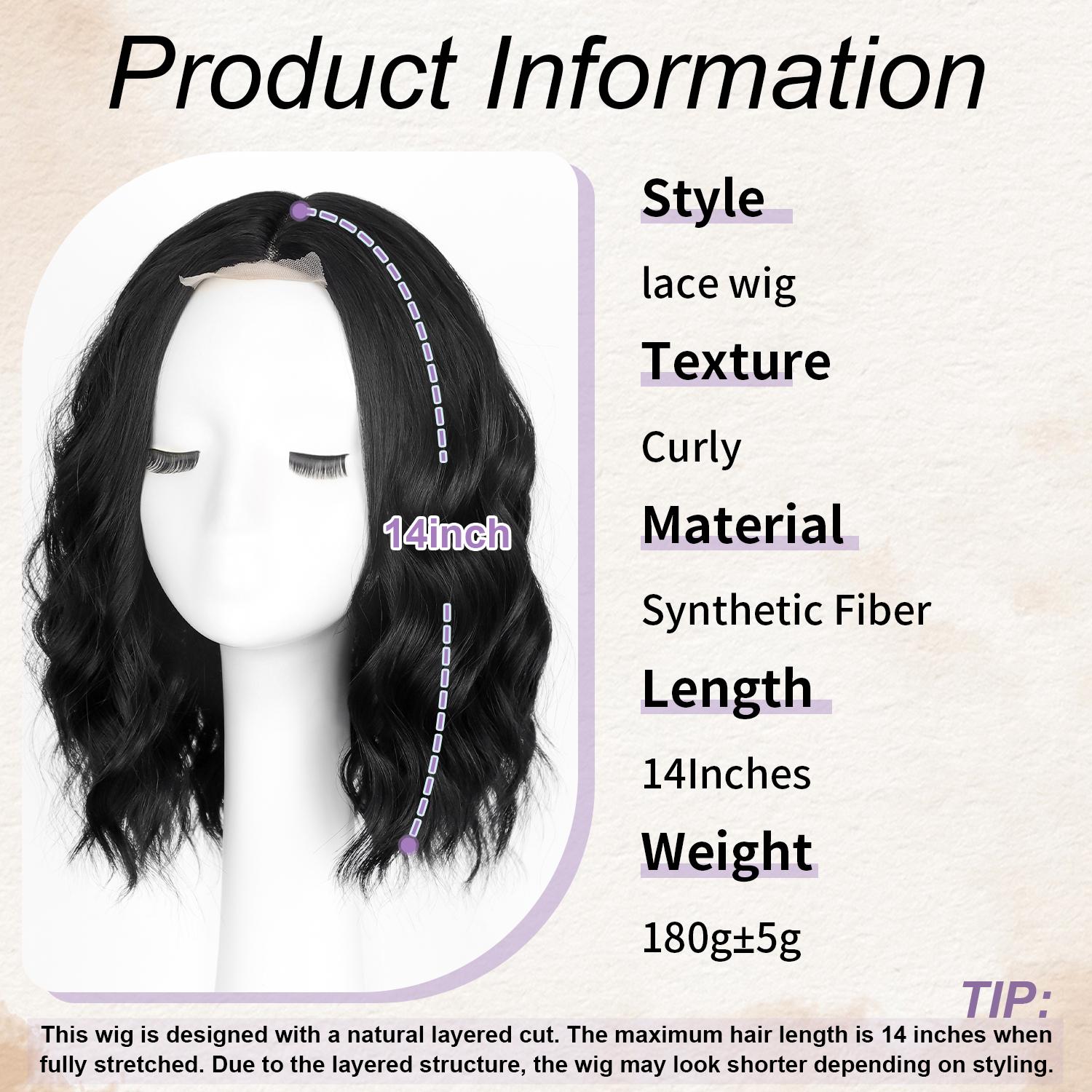 Brown Highlight Short Wavy Wig for Women Lace Hairline Bob Style Synthetic Heat Resistant - Natural Appearance for Everyday Hairstyle 14 Inch front vibes Brown Highlight Short Wavy Wig for Women Lace Hairline Bob Style Synthetic Heat Resistant - Natural Appearance for Everyday Hairstyle 14 Inch front vibes