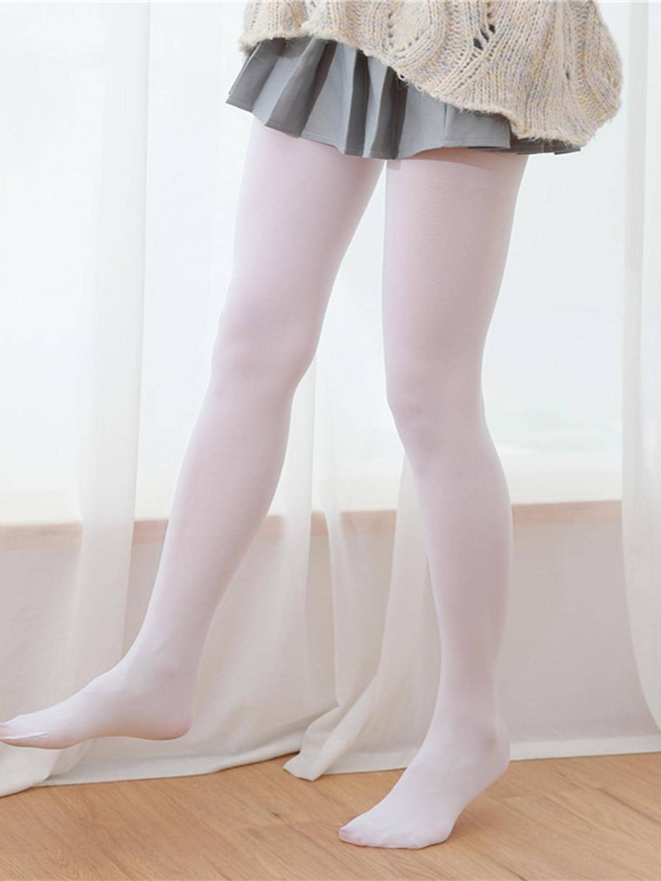 Lolita Velvet Stocking Pantyhose, Jk Girl Dance Fitted Slimming Leggings, High Waist Plain Pattern, Casual All Seasons Wear