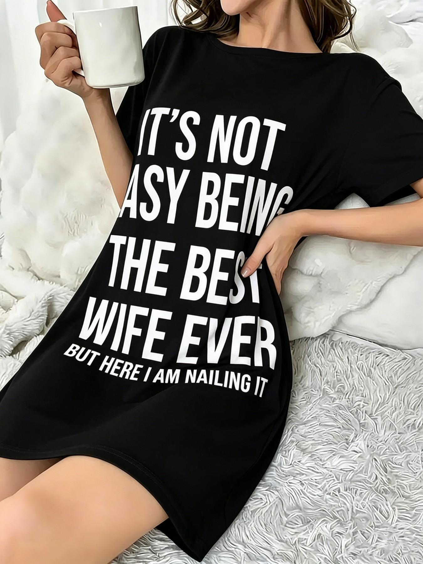3-Pack Women's Nightdresses, Round Neck Short Sleeve, All-Season Comfortable Breathable, Casual Home Wear Loungewear, Large Cartoon Print, Nightwear, Summer Sleepwear