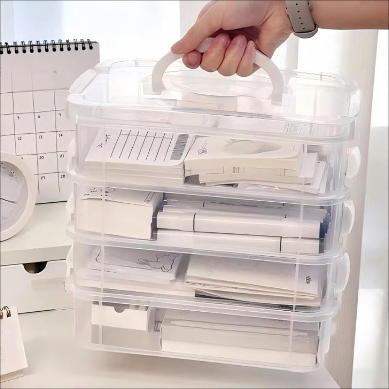 Portable Desktop Organizer Box, Stackable Toy Storage Shelf, Multi-Compartment Storage Bin, Desk Organization Solution