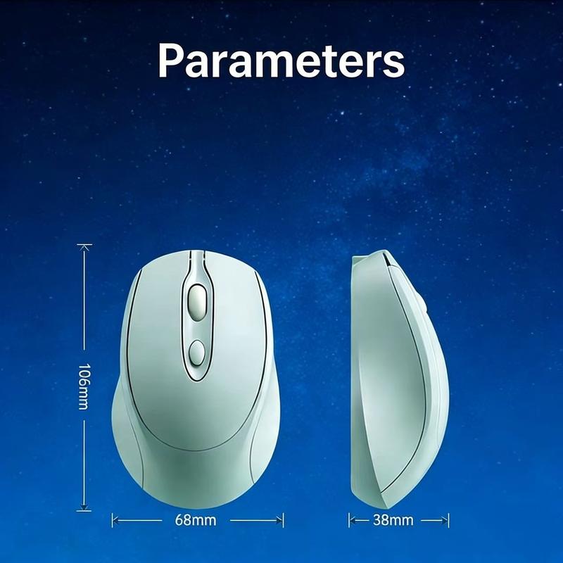 Rechargeable Wireless Mouse Dual Mode Connection 2.4GHz Bluetooth-compatible with USB Receiver, Three Dpi Settings 800/1200/1600, Ergonomic Design