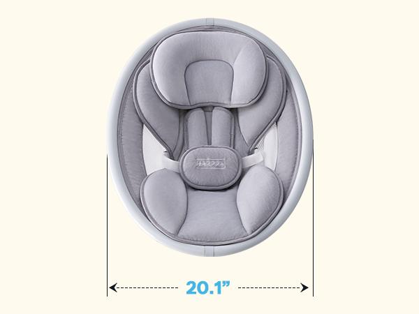 HARPPA Weddell Orbit Electric Baby Swing, 5 Swing Speeds, Elevated Eye-Level Seat, Touch & Remote Control, Music Connectivity, Ergonomic Design & Lightweight Frame