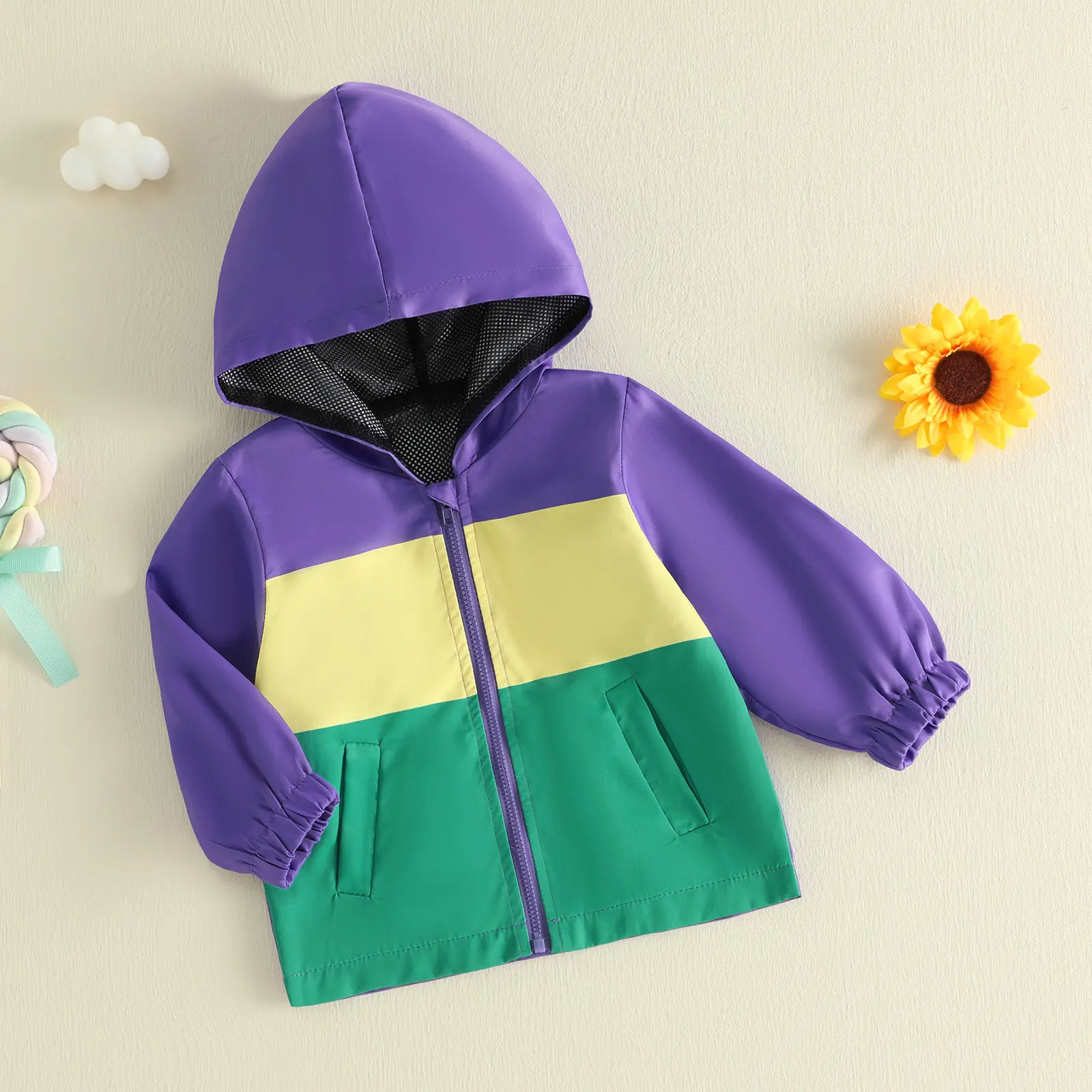 Kids Boys Jackets Fall Long Sleeve Contrast Color Hooded Jackets