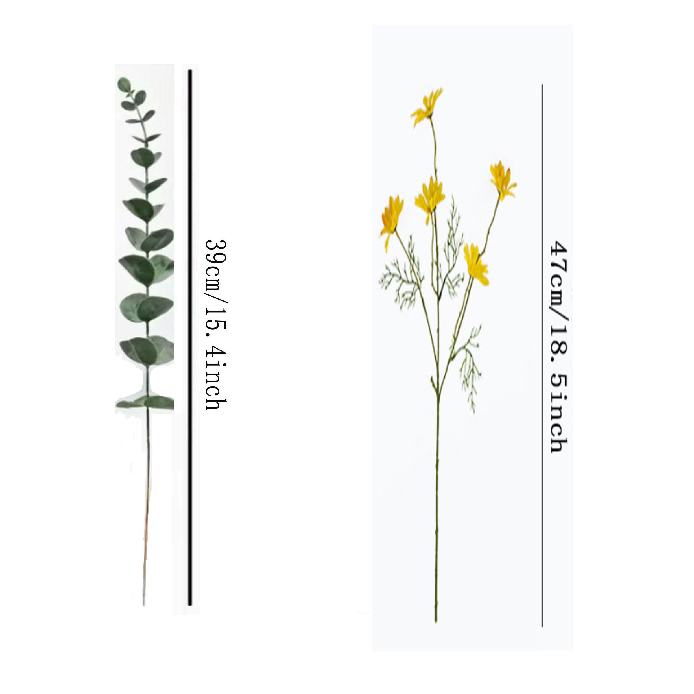 Mixed Daisy and Eucalyptus Artificial Flowers, 10, 10, 10 Daisies, 10 Fresh Eucalyptus Leaves, Modern Home Decor