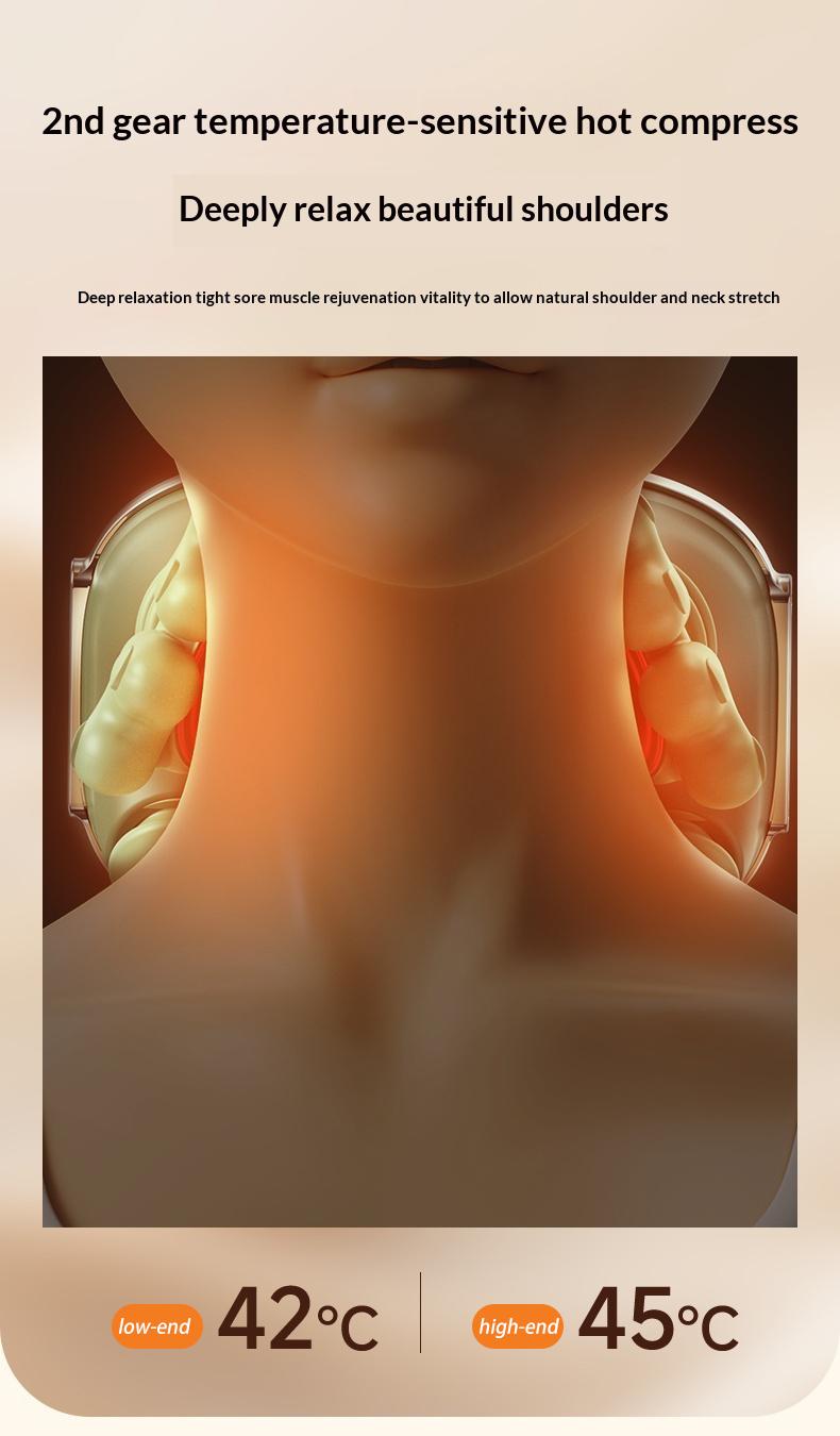 2026 upgraded shoulder and neck massager with heating function — wireless 3D kneading and deep tissue therapy technology, includes a remote control for easy operation, lightweight and portable, ideal as a gift.