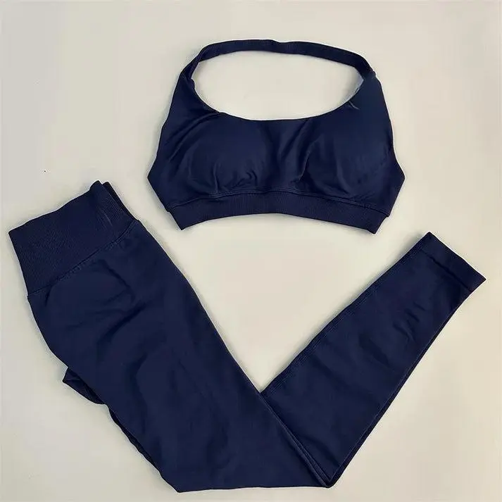 Women's 2-Piece Seamless Sculpting Workout Wear Set - High-Waisted Leggings, Long-Sleeve Crop Top for Gym, Yoga, Everyday Active Use, Curvy Confidence