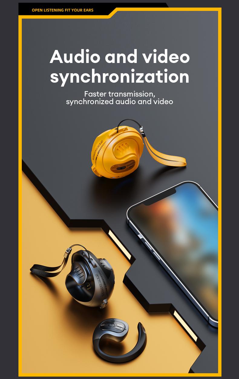 TRANSFORMERS TF-T07 Open Ear Headphones Wireless Bluetooth 5.4, Open Ear Earbuds IPX5 Waterproof Noise Cancelling Running Sport Wireless Bluetooth Earbuds with Mic and Earhooks for Android/iOS Black