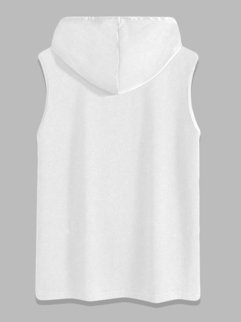 Men's Regular Fit Letter Print Hooded Tank Top, Casual Sleeveless Hoodie Vest for Daily Wear, Fashion Men's Clothes for Summer, Sweatshirts, Menswear, Classic Fit Hoodie
