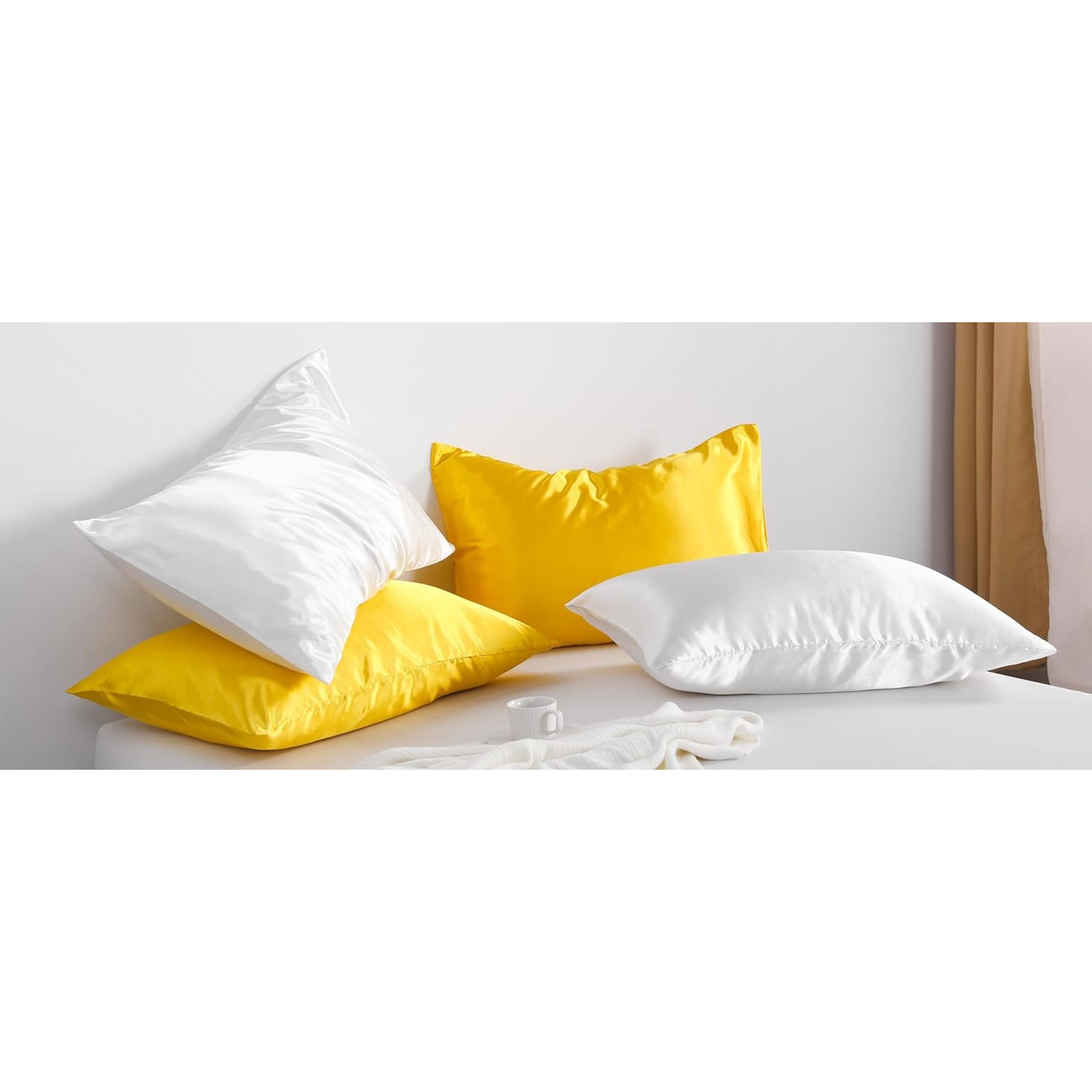 Standard Satin Pillowcases Set of 2, Black - Smooth Silky Microfiber Satin with Envelope Closure, 20 x 26 Inch Pillowcases, Pillow Inserts Not IncludedGift