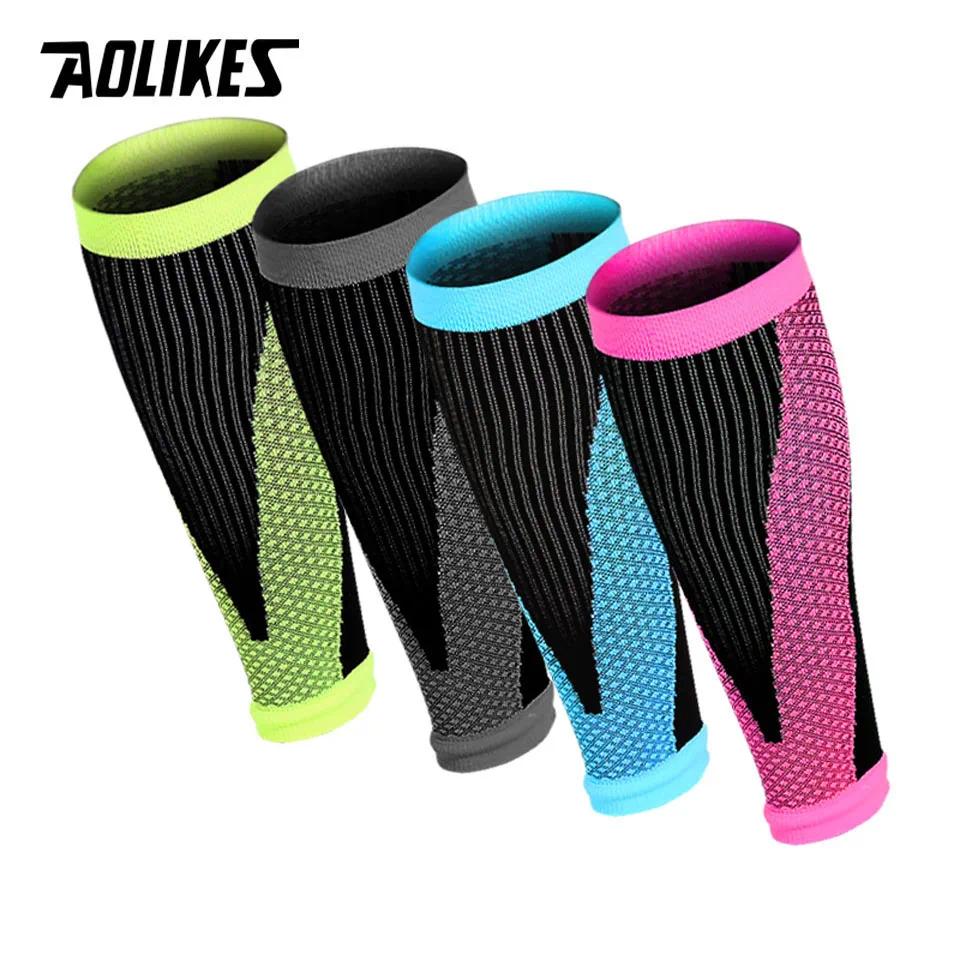 AOLIKES 1 Pair Shin Guards Soccer Football Protective Leg Calf Compression Sleeves Cycling Running Sports Safety shinguards