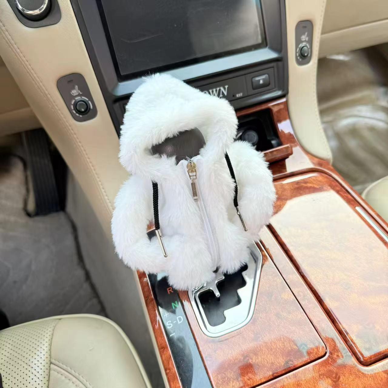 Cute Plush Car Automatic Shift Knob Cover, Winter Car Gear Shift Protector, Car Interior Decoration Accessories for Women & Girls, Pink