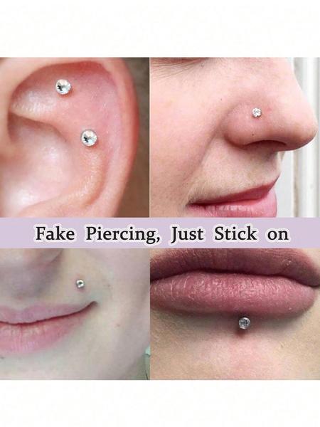 12Pcs Fake Nose Stud Fake Nose Ring Stud Fake Nose Piercing Fake Lip Ring Fake Earrings Stud Silver Gold Fake Cartilage Helix Earring Clip On Earring Hoop Fake Eyebrow Ring Fake Bridge Piercing Nose Piercing Jewelry