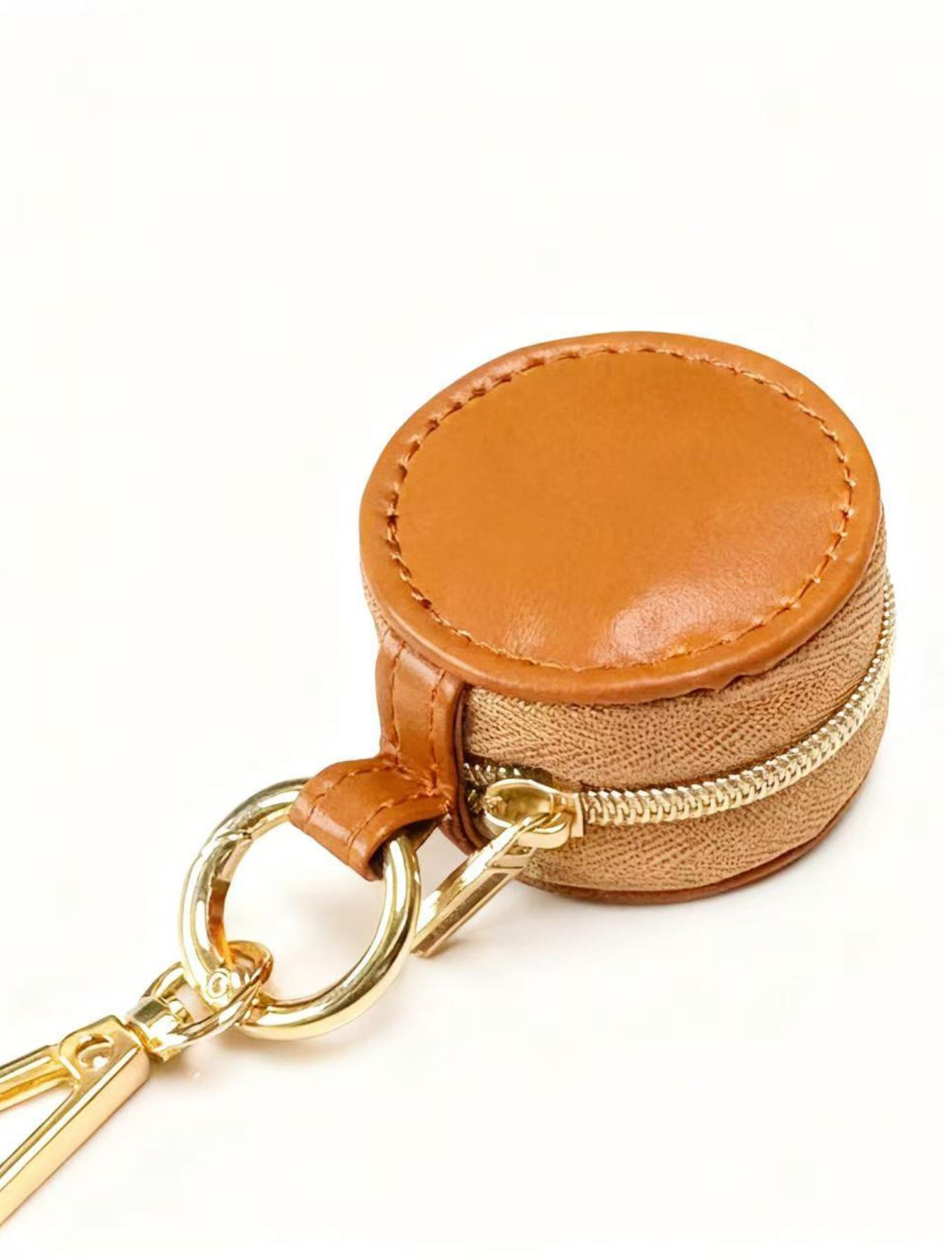 PU Leather Mini Jewelry Box Keychain, Portable Simple Accessory Holder, Travel Bag Pendant, Women's Earrings Rings Storage Case