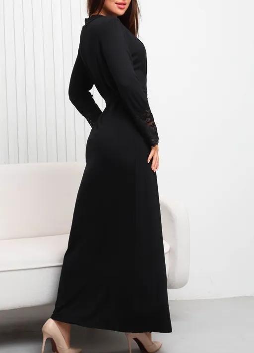 Women's Long Nightgown with Deep V-Neck & Lace Trim Sleeves, Comfortable Home Sleepwear for Spring Autumn Winter Seasons, Womenswear