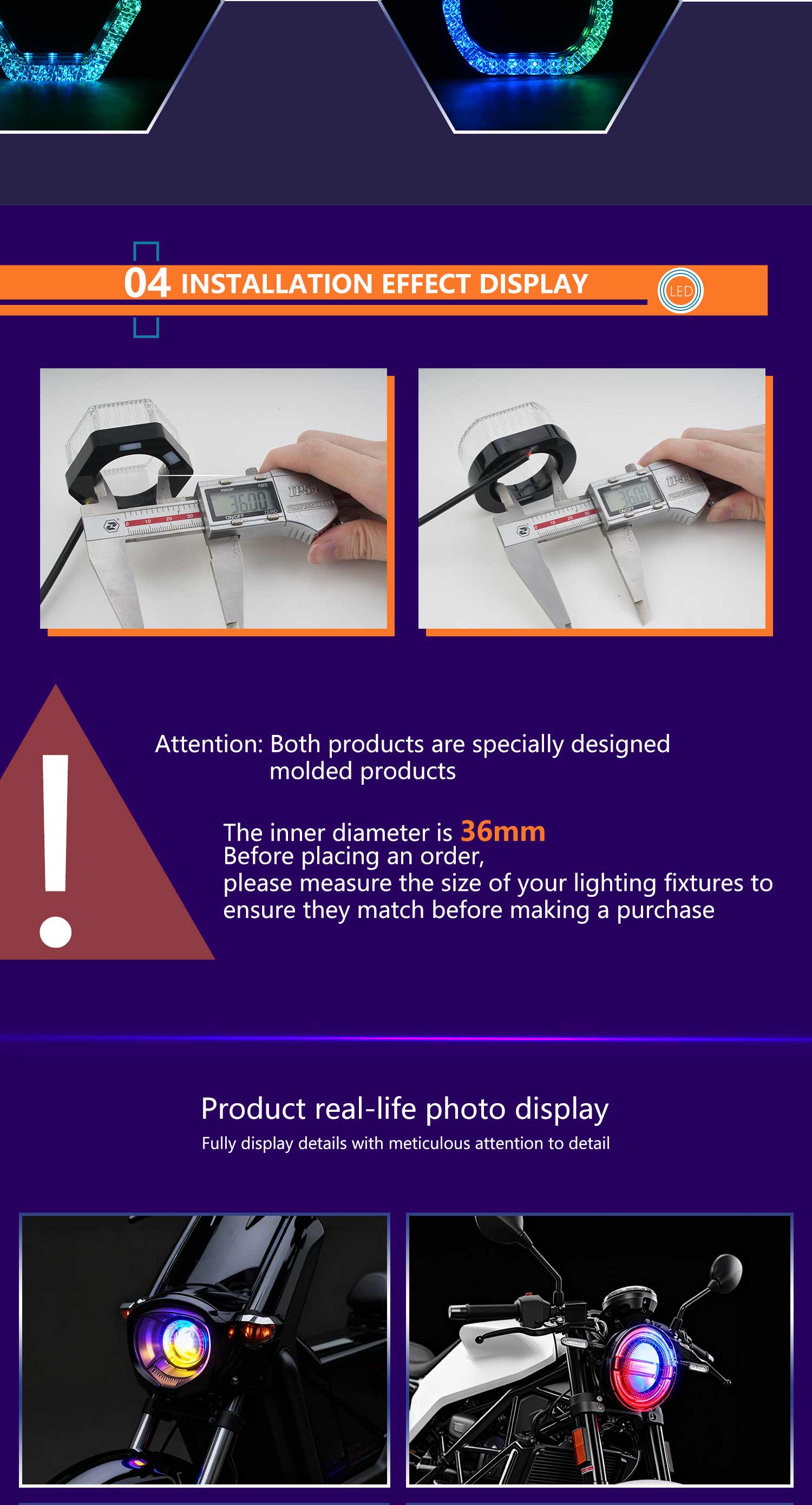 2PCS 5D RGB Angel Eyes Halo Rings Lights with Turn Signal Lights APP Bluetooth LED Motorcycle Retrofit DRL Car Headlight