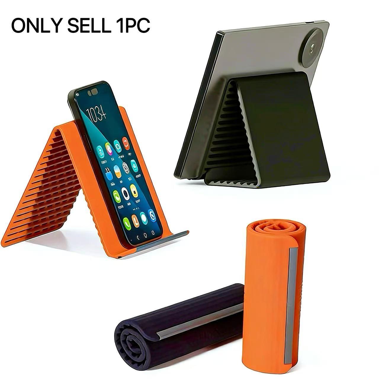 Portable foldable silicone phone holder Mount, can be bent into any shape freely, adjustable stand at multiple angles, non slip desktop base, water cup heating pad, suitable for mobile phones, tablets, laptops, portable travel, outdoor, and office use