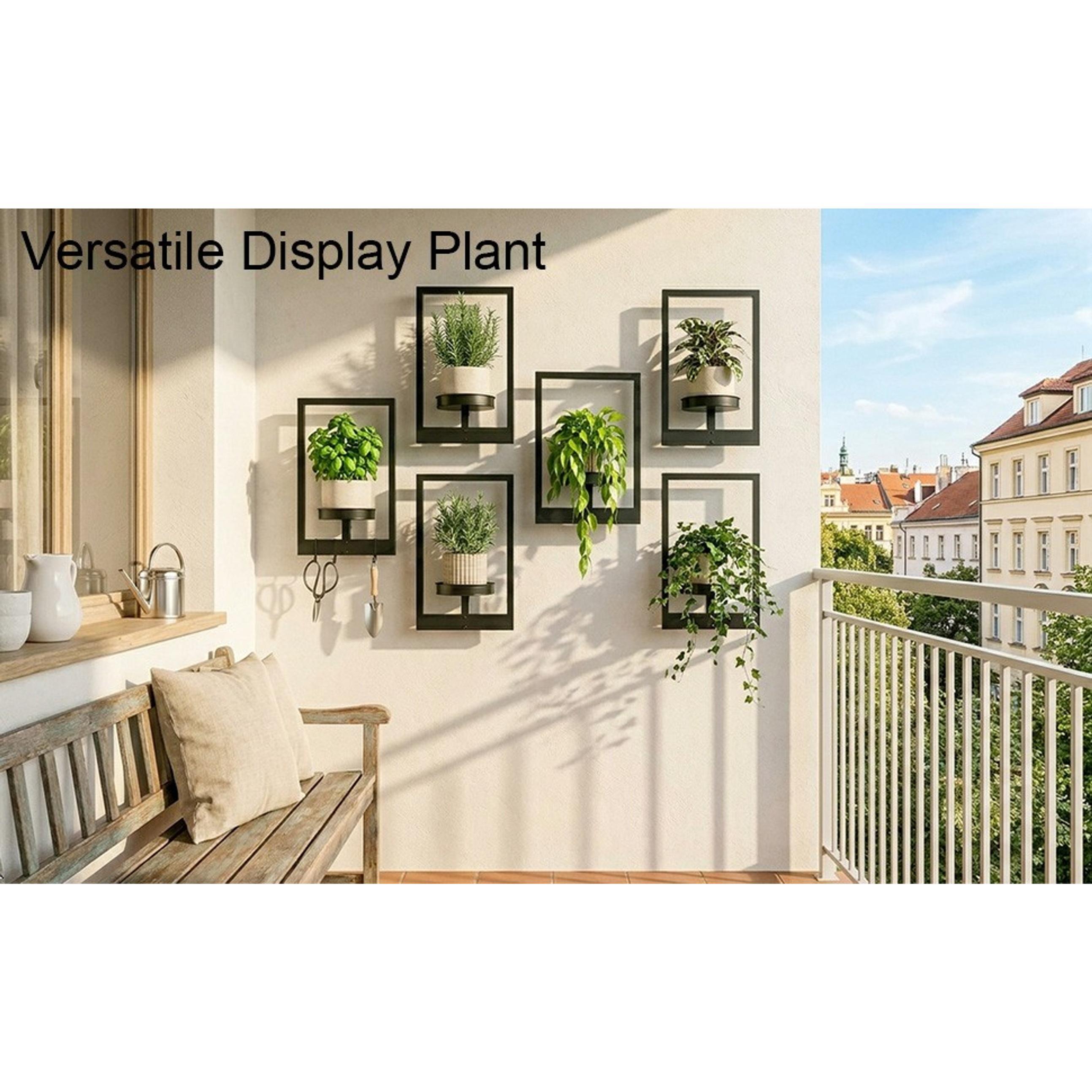 Picture Frame Wall Planters Set of 3, Modern Metal Hanging Shelves for Plants, Rustproof Wall Mount Flower Pot Holder for Indoor Outdoor, Decorative Plant Stand for Living Room Patio, Black