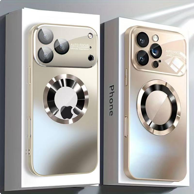 New large window instant 17 magnetic matte iPhone case - shockproof glass camera lens protection, with magnetic wireless charging function - suitable for iPhone 17 16 15 14 13 12 11 Pro Max Plus men's and women's protective cases Accessories Cover