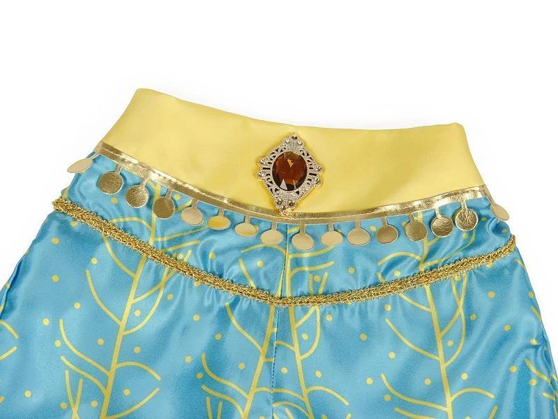 Kids' Jasmine Princess Costume, Polyester Halloween Party Dress, All-Season Girls' Costume Outfit