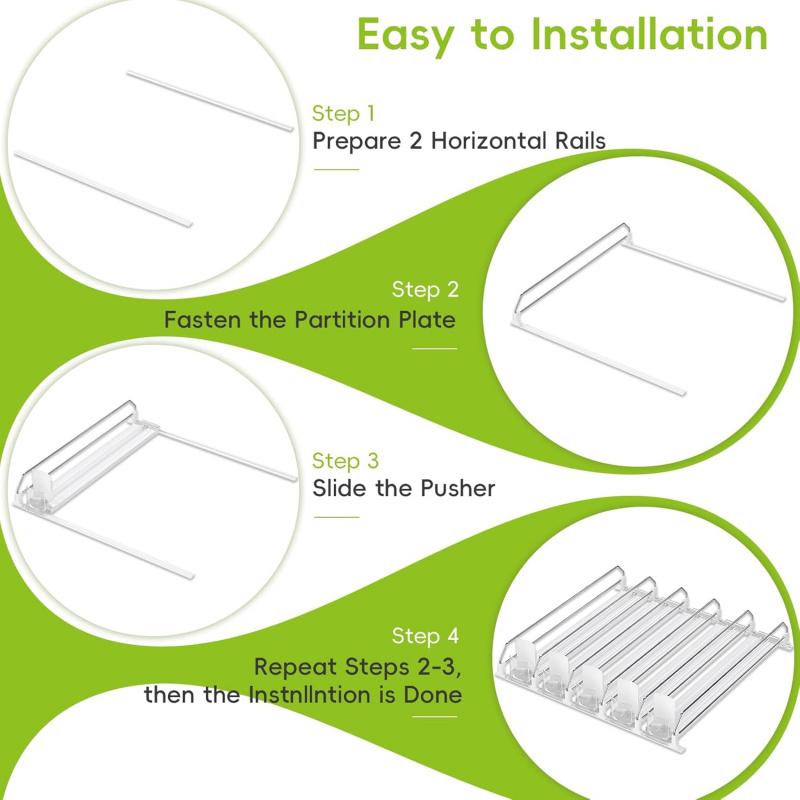 Soda Can Dispenser for Refrigerator,Self-Pushing Drink Organizer for Fridge, Width Adjustable Fridge Organization, Beer Pop Can Water Bottle Drink Dispenser for Fridge