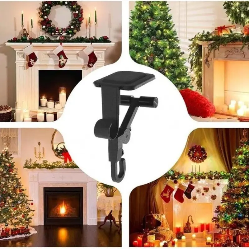 Christmas Mantle Wreath Stand with Adjustable Hooks, Metal Christmas Stocking Holder, Seasonal Display, Holiday Decoration, Fashion Hook, Festive Decorations