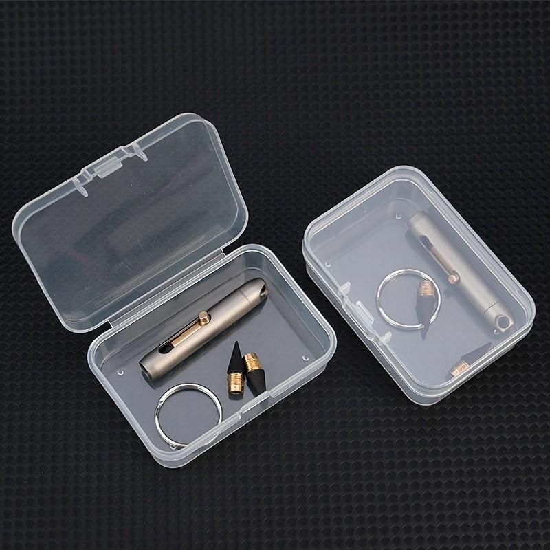 Titanium Alloy Mini Pencil Erasable Replaceable Tip Keychain Pendant Portable Pocket Pen Emergency Writing Tool
