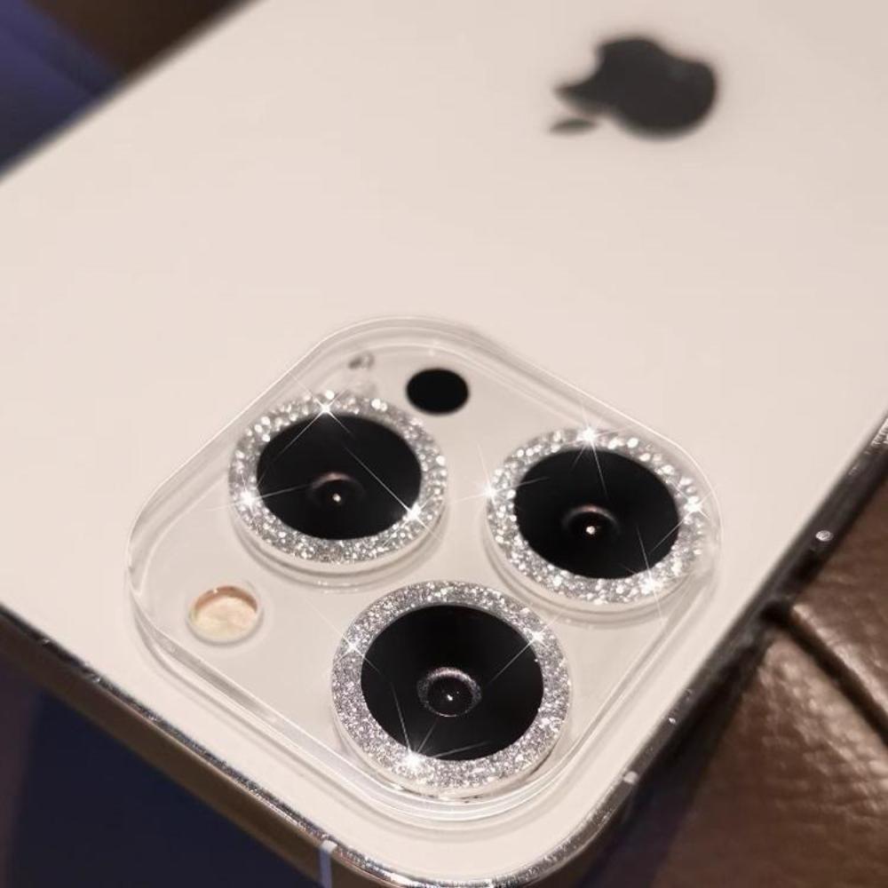 Camera Lens Protector For iPhone 16 15 14 13 12 11 13 Pro Max Mini Glitter Full Cover Camera Lens Protector Glass Smartphone Camera Accessories