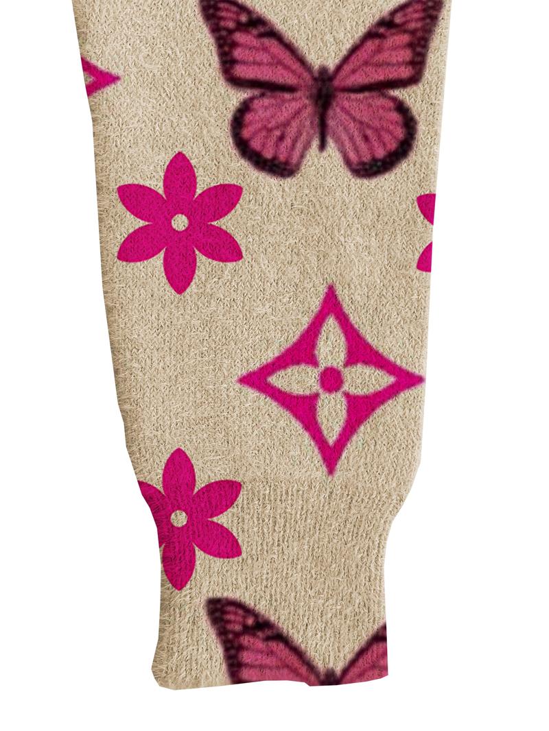 Women's Butterfly Geometric Pattern Knit Sweater, Casual Long Sleeve Top for Fall & Winter, Comfortable and Warm Daily Wear