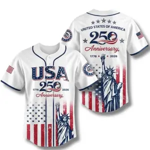USA 250th Anniversary Baseball Jersey, Patriotic Statue of Liberty Print Shirt, Unisex Independence Day 4th of July Outfit, 1776–2026 Semiquincentennial Patriotic Jerseya Patriot Gift Patriot Gift
