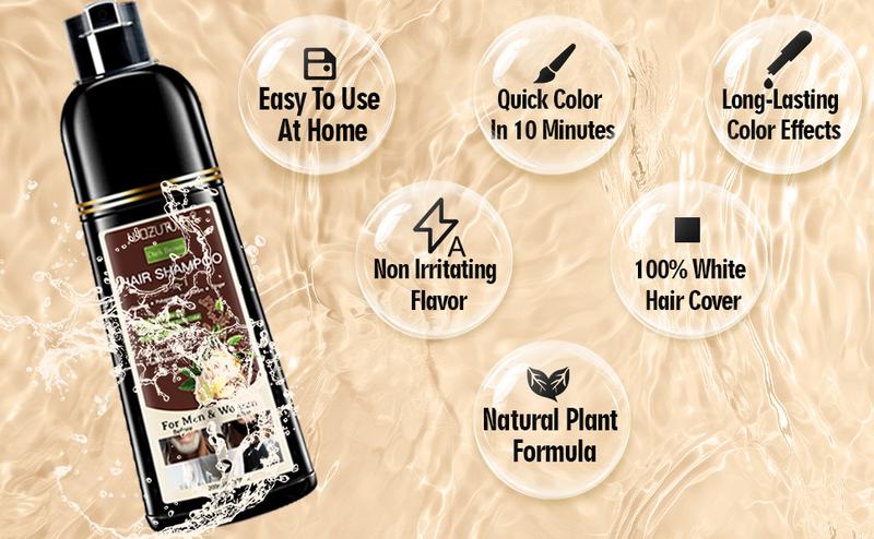 200ml 3-in-1 Gentle Dark Brown Hair Dye Shampoo Herbal Formula with Ginger Covers Gray Hair Natural Plant Hair Dye Shampoo Ginseng Haircare