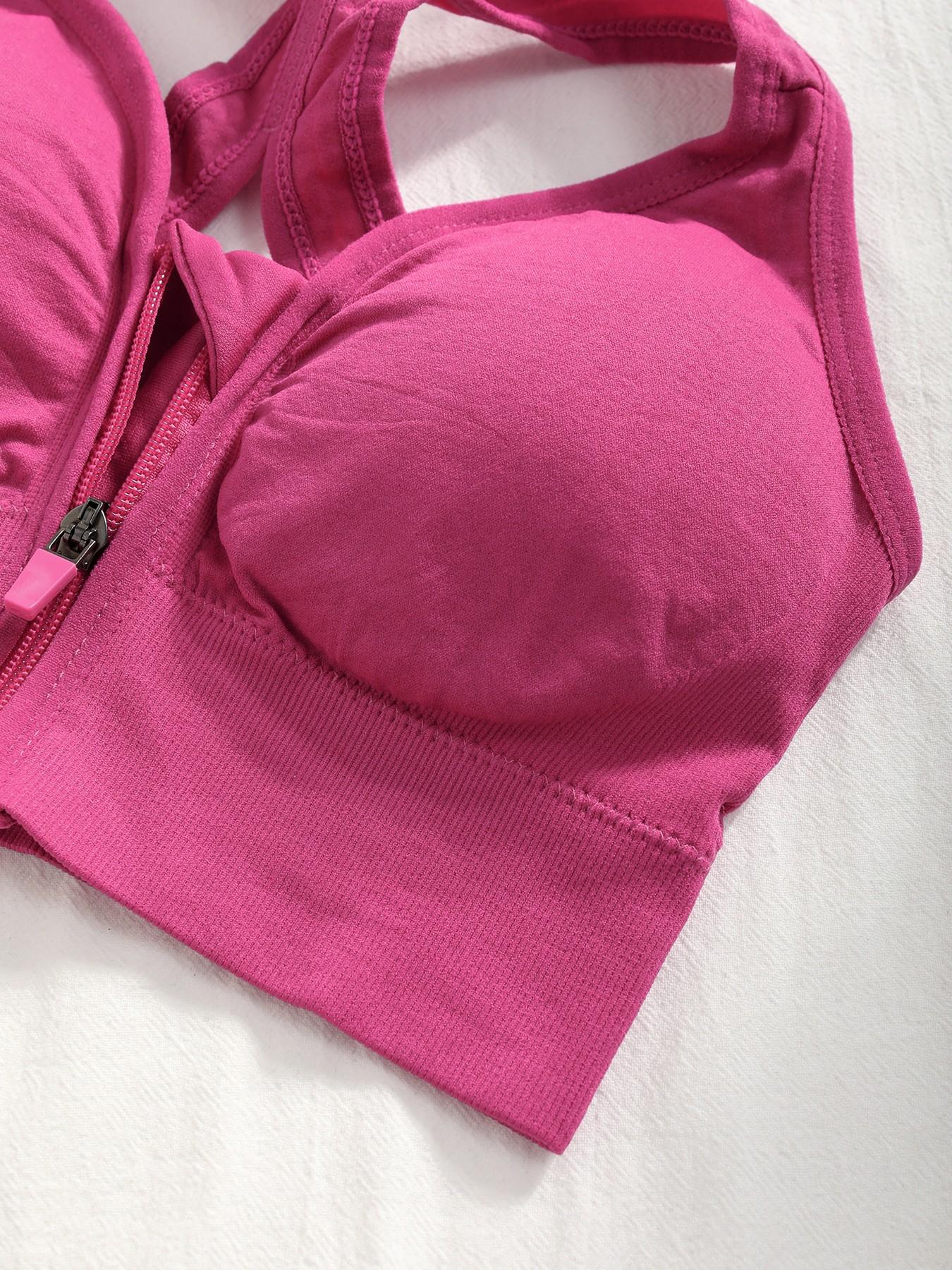 Women's Sports Bra, Front Zip Design, Detachable Pads, X-Back Strapless, Breathable, Medium Support, Slim Fit, Casual Style